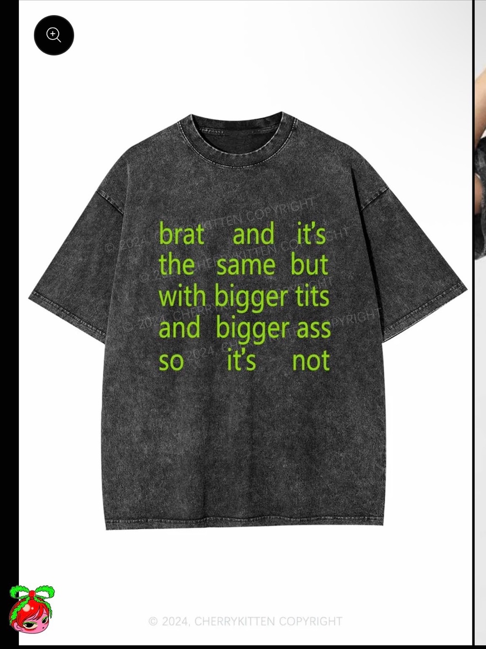 Plus size Women’s Gray Graphic Tee with brat-style Text